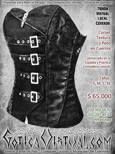 corsette textura peto cuerina cueron mujer femenino bonito hermoso economico barato metalero rockero bodega ventas online a todo el pais cali medellin ciucuta narino popayan ibague colombia