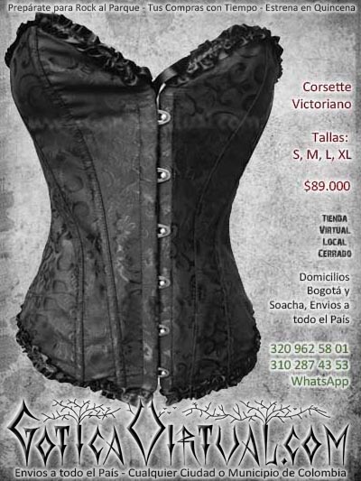 corsett victoriano negro metalero gotico dark bogota mujer femenino economico barato bodega ventas online envios a todo el pais cali medellin cucuta neiva colombia