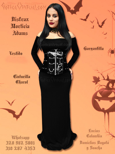 disfraz morticia adams economico bonito vestido cinturilla bodega ropa boutique ventas online envios a todo el pais cali medellin manizales sucre tolima popayan huila sinccelejo tulua zipaquira neiva barranquilla colombia